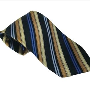 Giorgio Brutini Blue Gold striped 100% Silk tie 4" Wide necktie